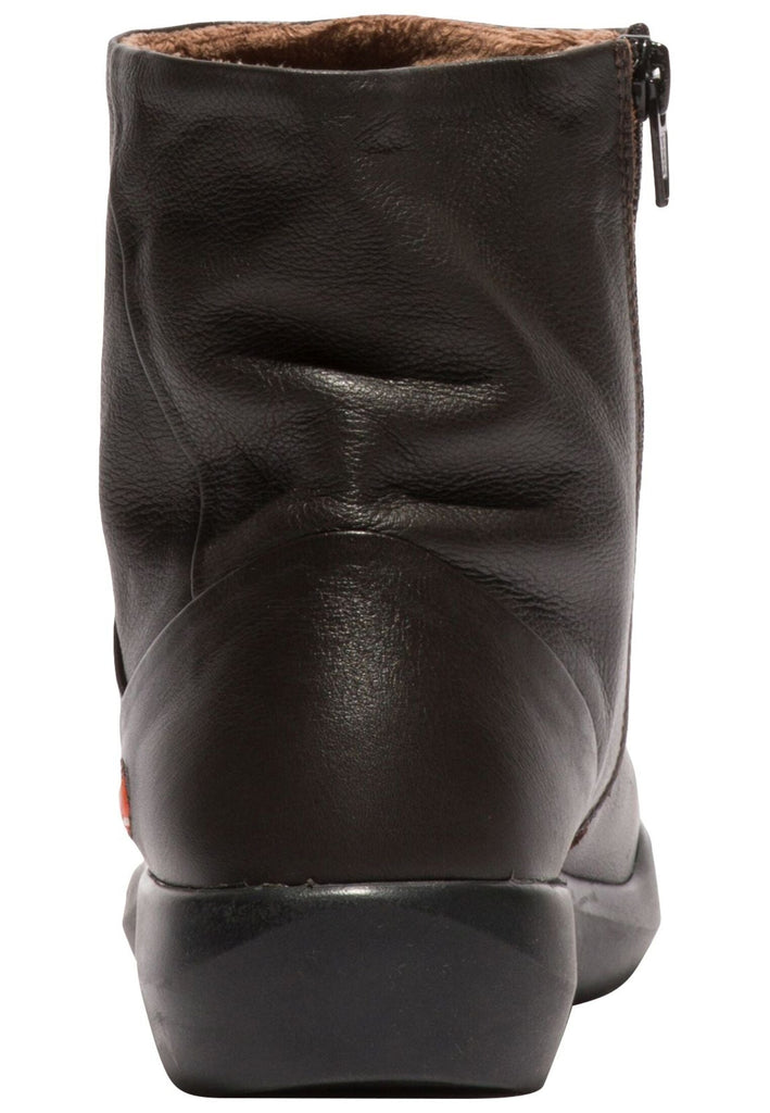 softinos Stiefelette Leder/Textil Schwarz Warmfutter