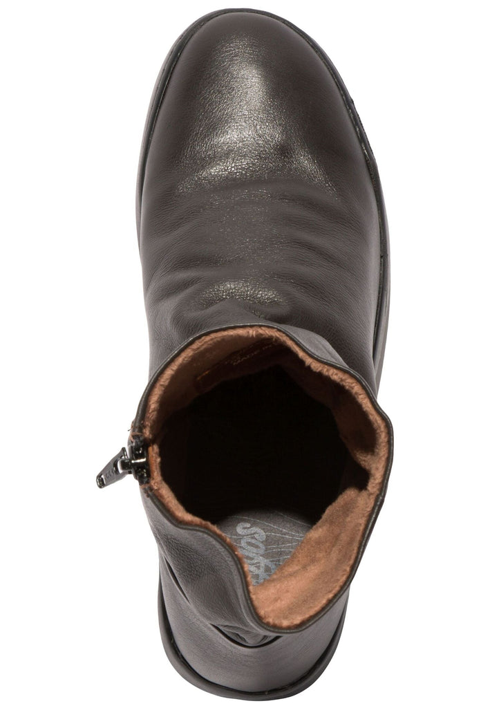 softinos Stiefelette Leder/Textil Schwarz Warmfutter