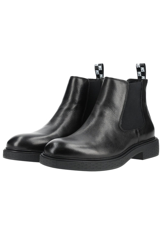 Steve Madden Stiefelette Leder/Textil Schwarz/Schwarz