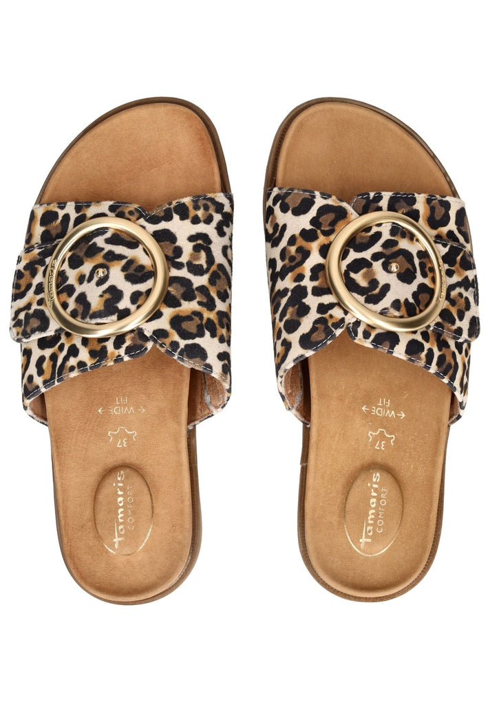 Tamaris Comfort Pantoletten Leder Leopard