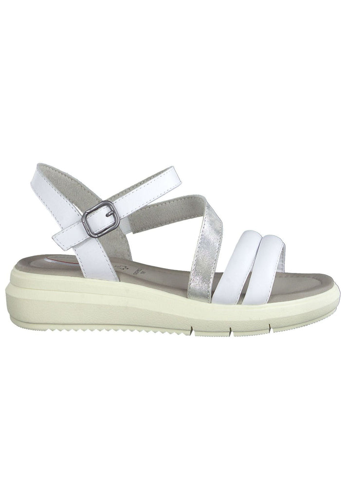 Tamaris Comfort Sandalen Leder Weiß/Silber