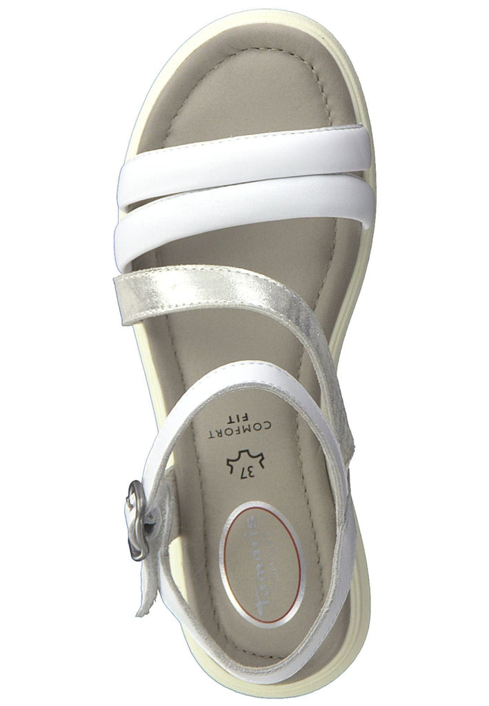 Tamaris Comfort Sandalen Leder Weiß/Silber