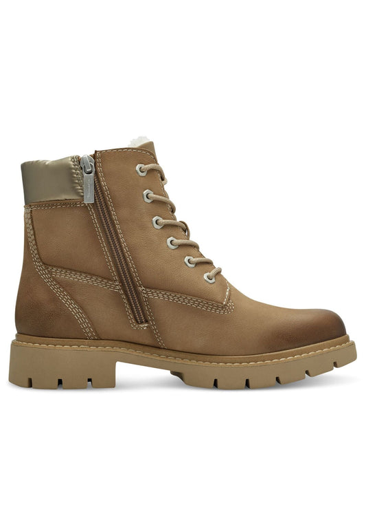 Tamaris Comfort Stiefelette Nubukleder/Textil Camel Warmfutter