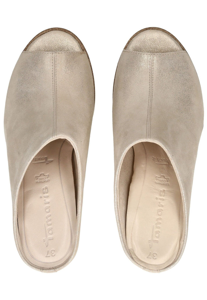 Tamaris Pantoletten Leder Champagne