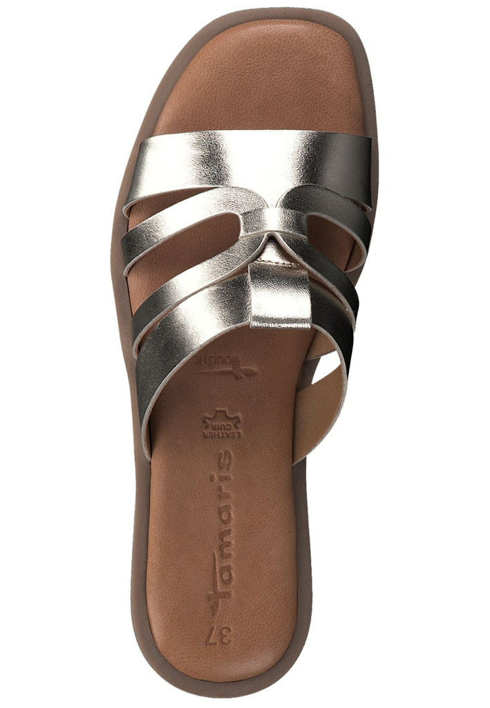 Tamaris Pantoletten Leder Hellgold