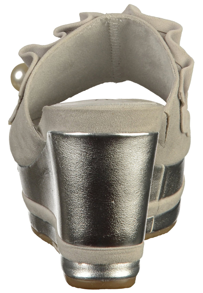 Tamaris Pantoletten Leder Hellgrau