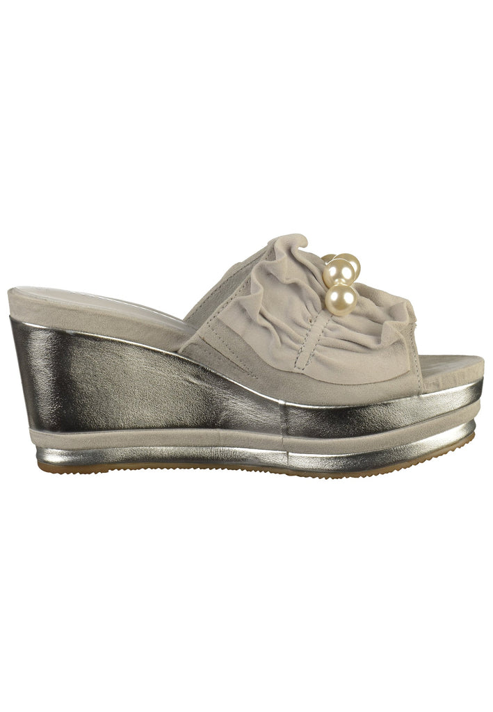 Tamaris Pantoletten Leder Hellgrau