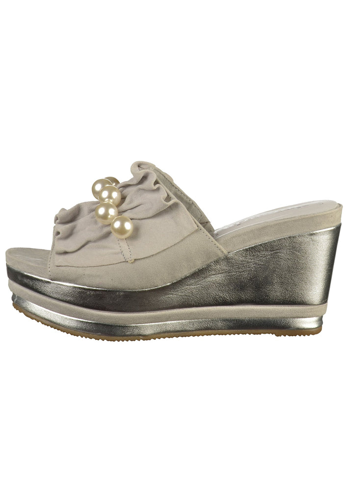 Tamaris Pantoletten Leder Hellgrau