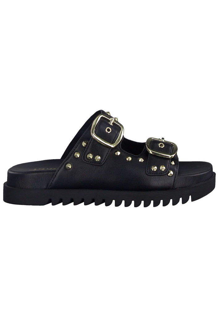 Tamaris Pantoletten Lederimitat Schwarz/Gold