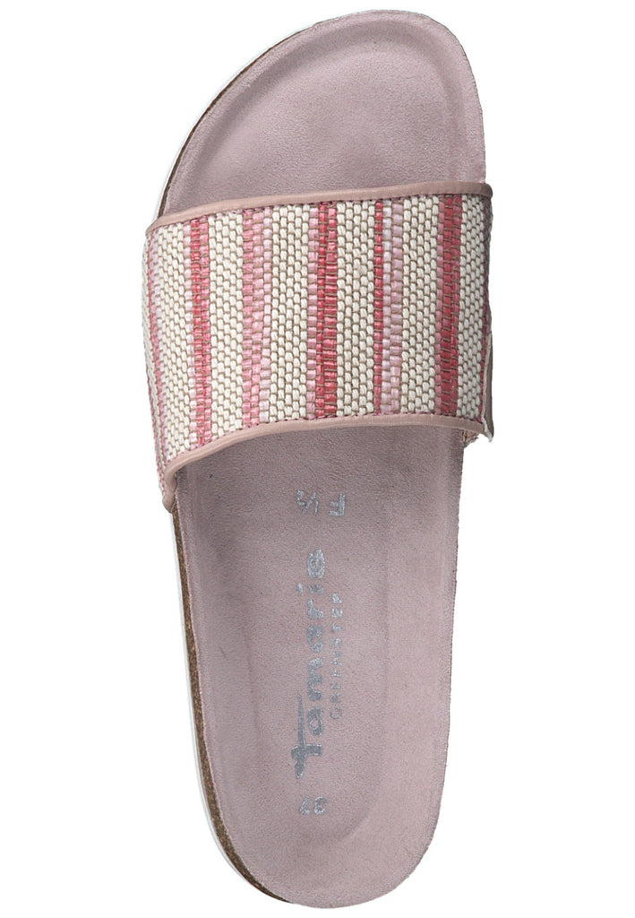 Pantoletten Tamaris Pantoletten Lederimitat/Textil Rosa/Weiß