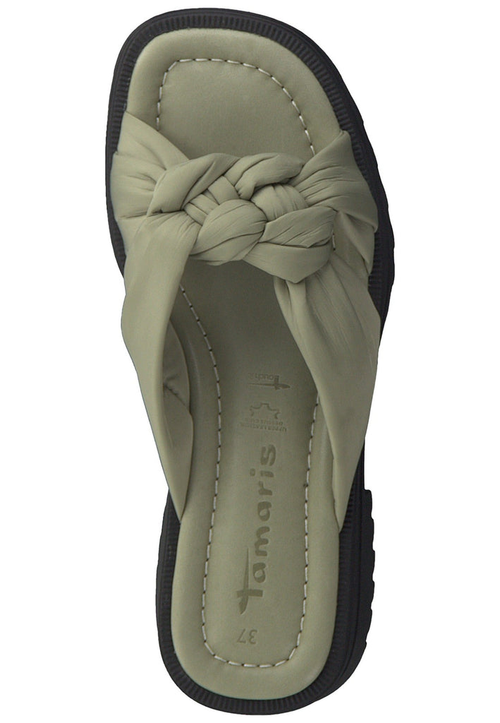 Tamaris Pantoletten Textil Grün/Schwarz
