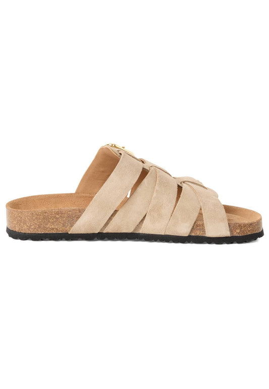 Tamaris Pantoletten Veloursleder Taupe