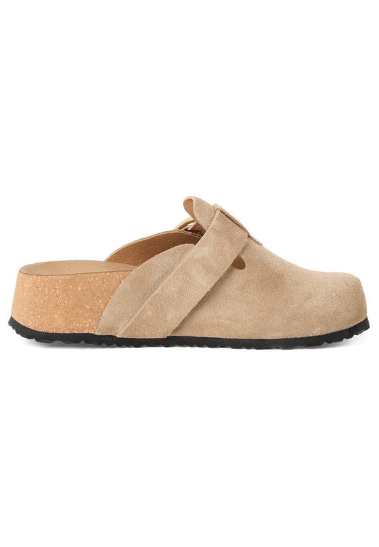 Tamaris Pantoletten Veloursleder Taupe