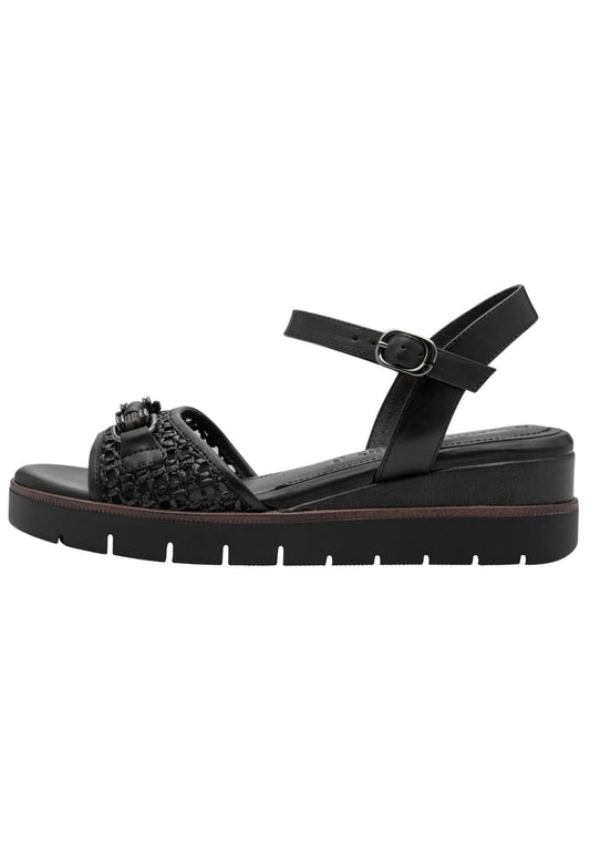 Tamaris Sandalen Leder/Textil Schwarz