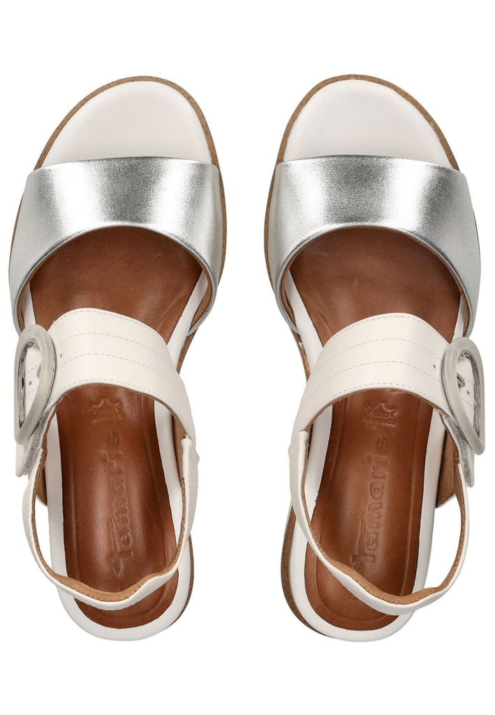 Tamaris Sandalen Leder Weiß/Silber
