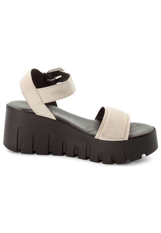 Tamaris Sandalen Veloursleder Beige/Schwarz
