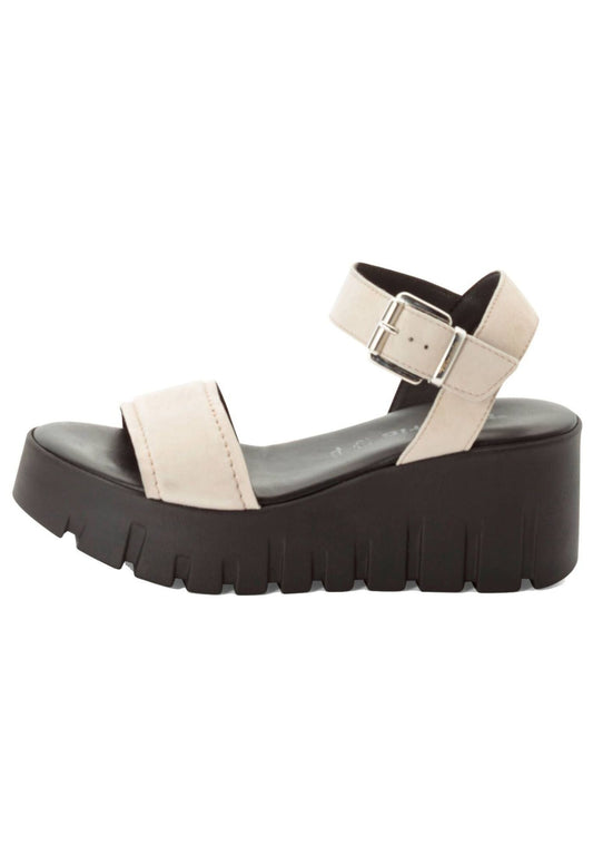 Tamaris Sandalen Veloursleder Beige/Schwarz