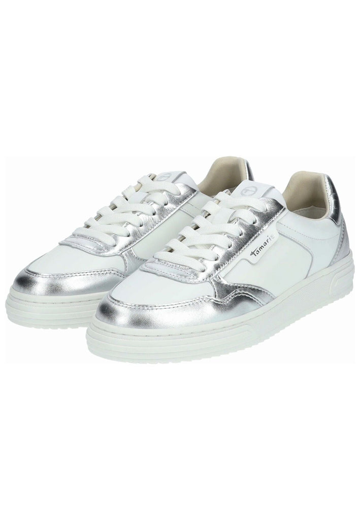 Tamaris Sneaker Leder/Synthetik Weiß/Silber