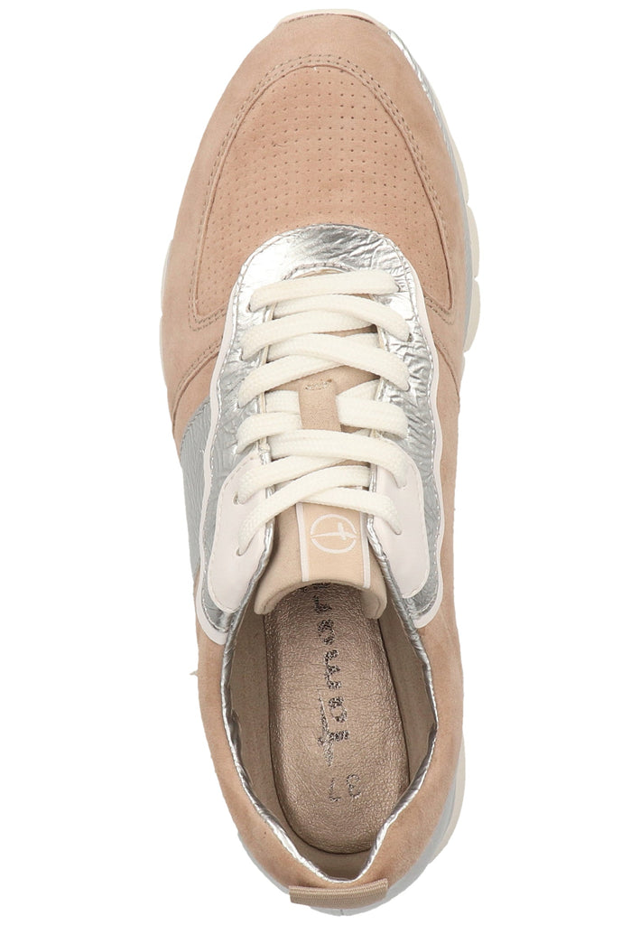 Tamaris Sneaker Leder/Textil Beige/Silber