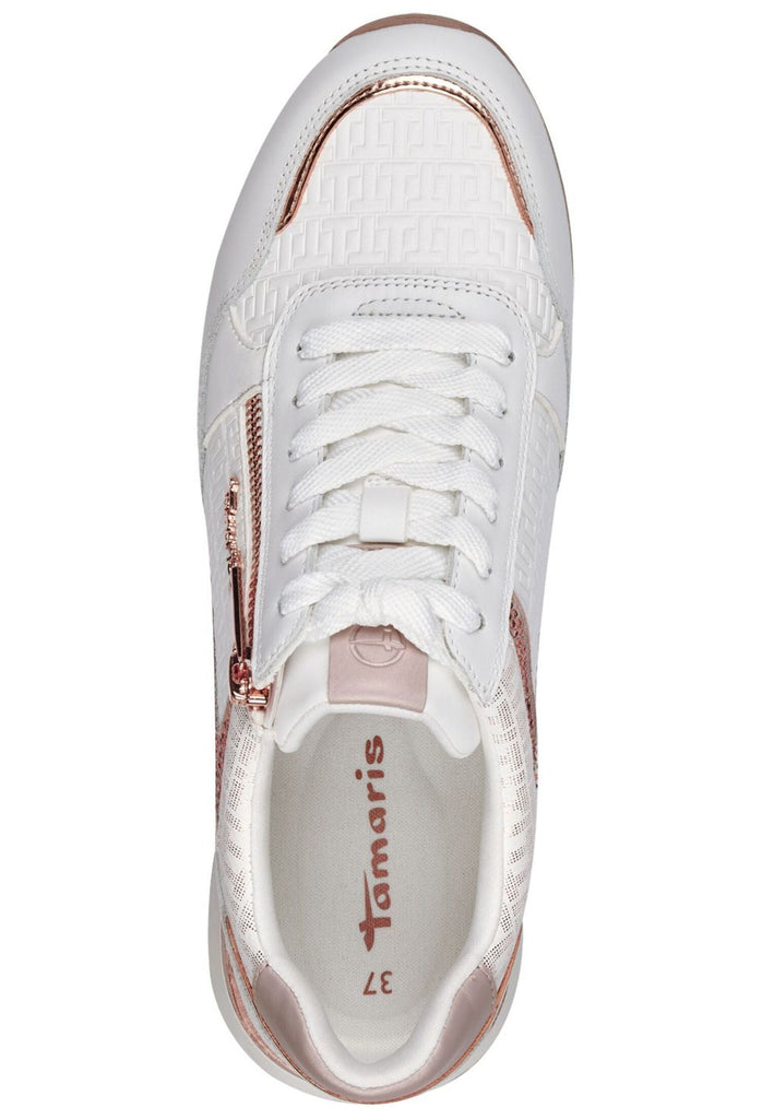 Tamaris Sneaker Leder/Textil Weiß/Gold