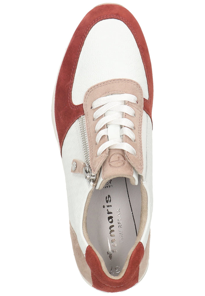 Tamaris Sneaker Leder/Textil Weiß/Rot