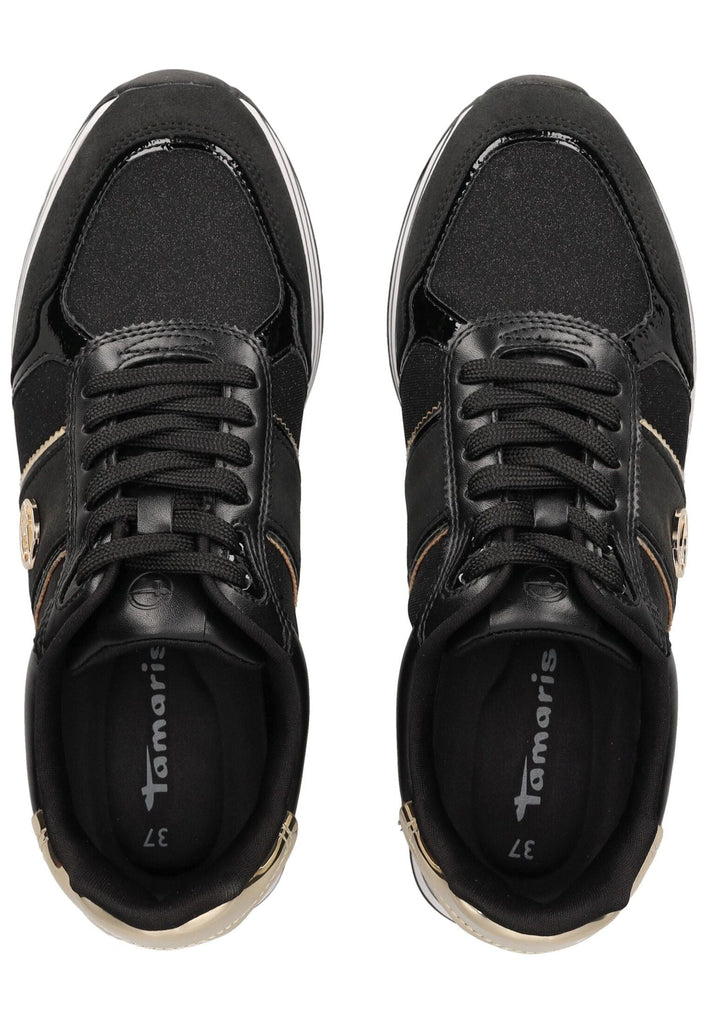 Tamaris Sneaker Lederimitat/Textil Schwarz/Gold