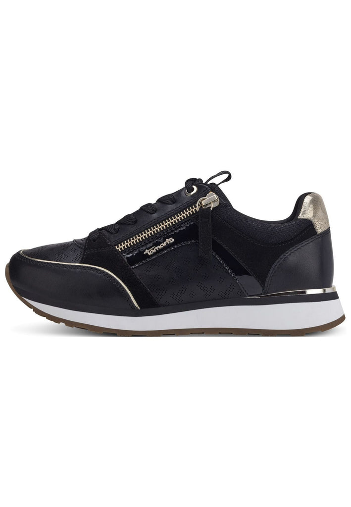 Tamaris Sneaker Lederimitat/Textil Schwarz/Gold