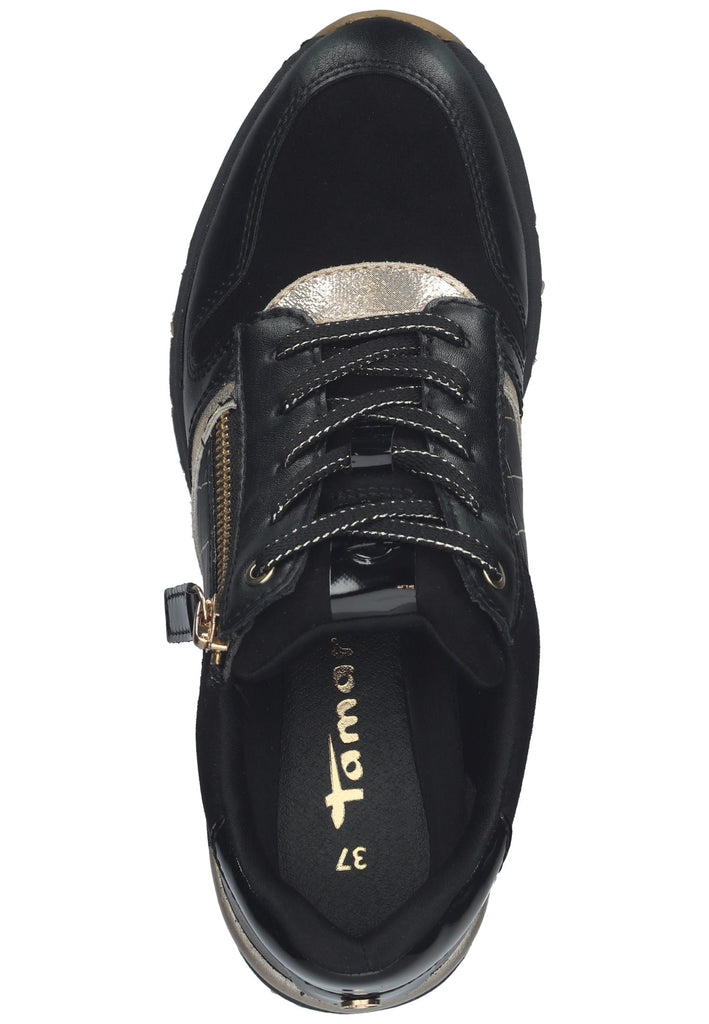 Tamaris Sneaker Lederimitat/Textil Schwarz/Gold