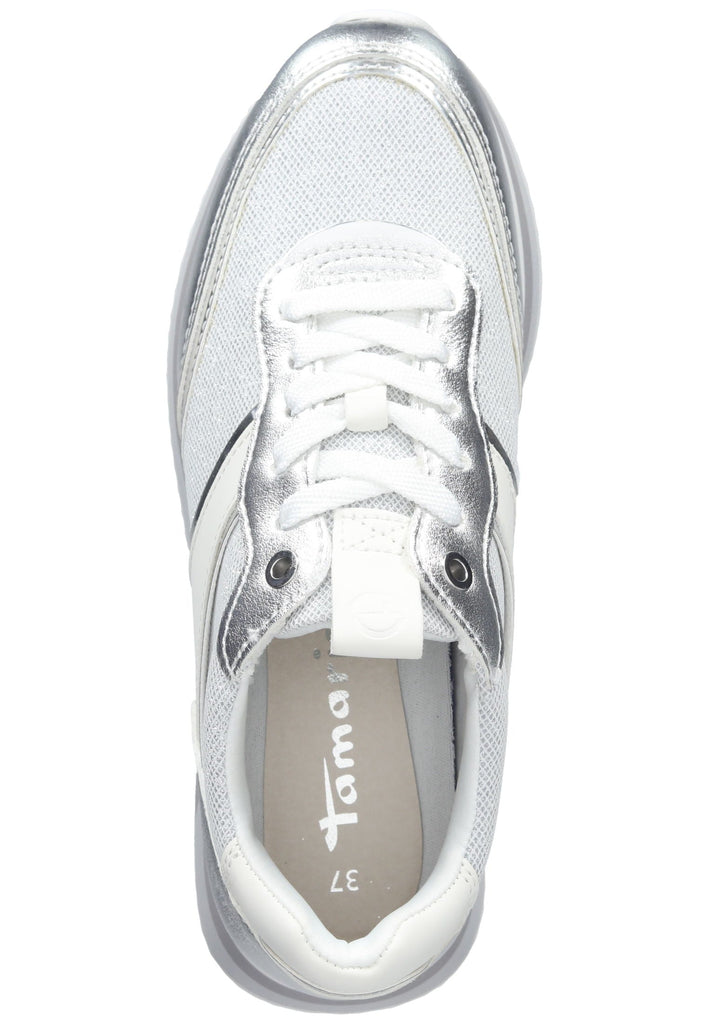 Tamaris Sneaker Lederimitat/Textil Silber/Weiß