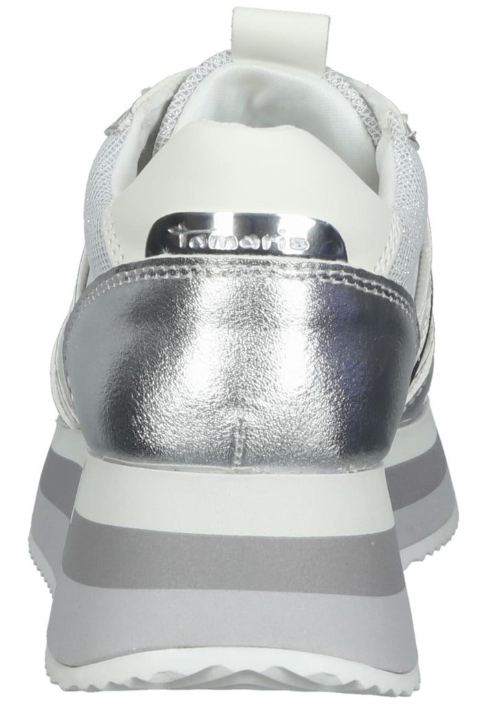 Tamaris Sneaker Lederimitat/Textil Silber/Weiß