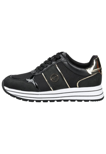 Sneaker Tamaris Sneaker Lederimitat/Textil Schwarz/Gold