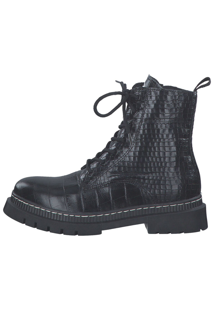 Tamaris Stiefelette Leder/Textil Croco Black