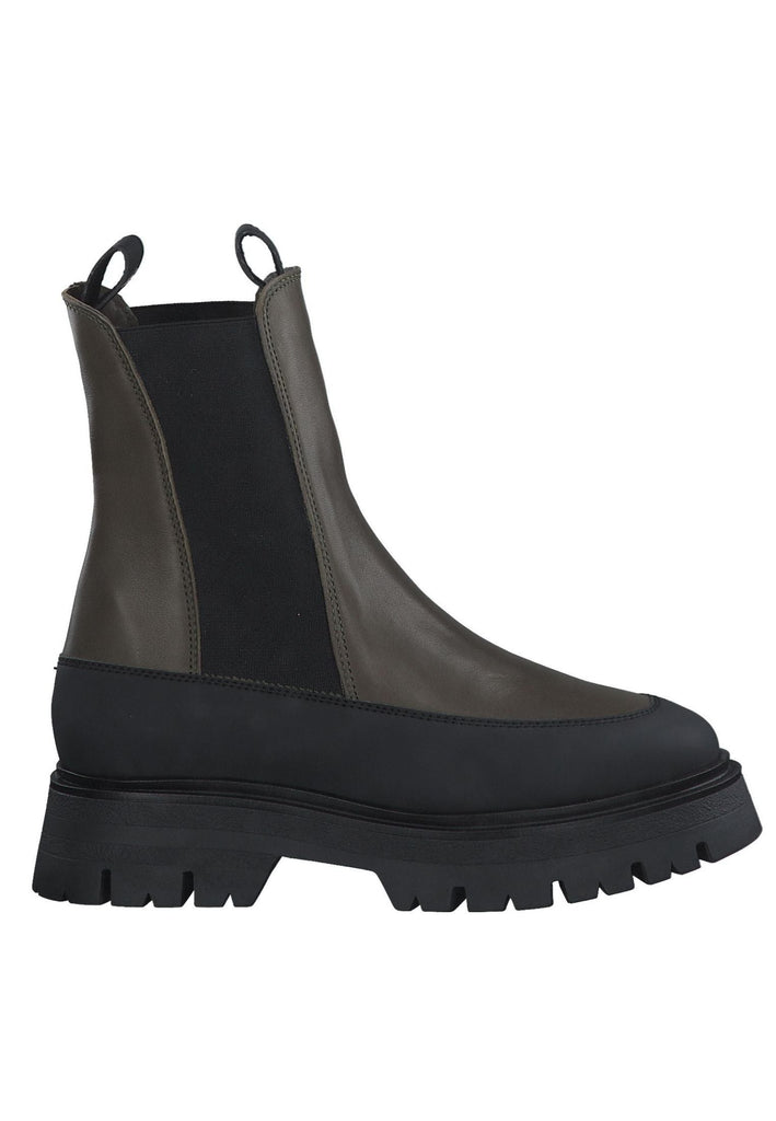 Tamaris Stiefelette Leder/Textil Olive/Schwarz