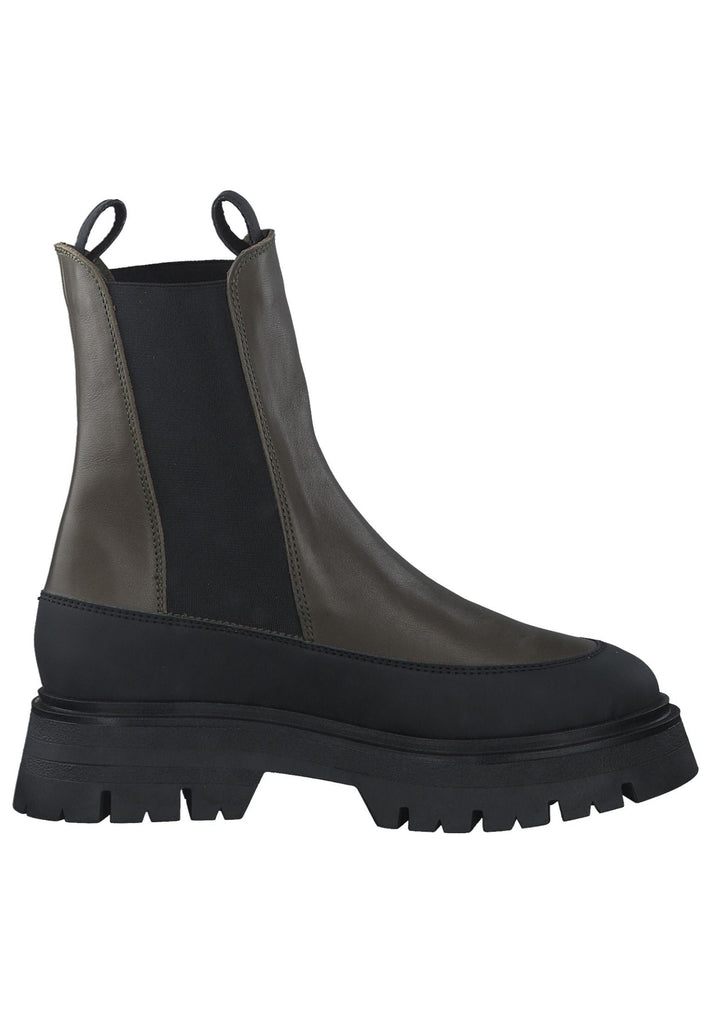 Tamaris Stiefelette Leder/Textil Olive/Schwarz