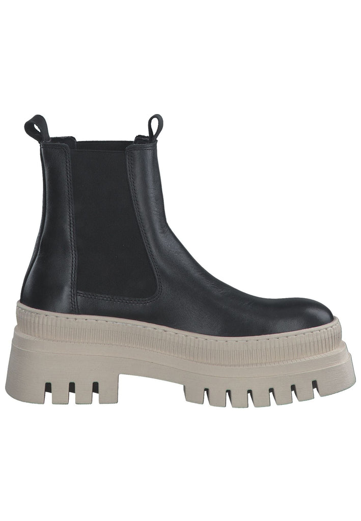 Tamaris Stiefelette Leder/Textil Schwarz/Beige