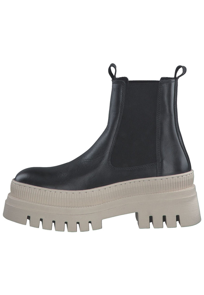 Tamaris Stiefelette Leder/Textil Schwarz/Beige