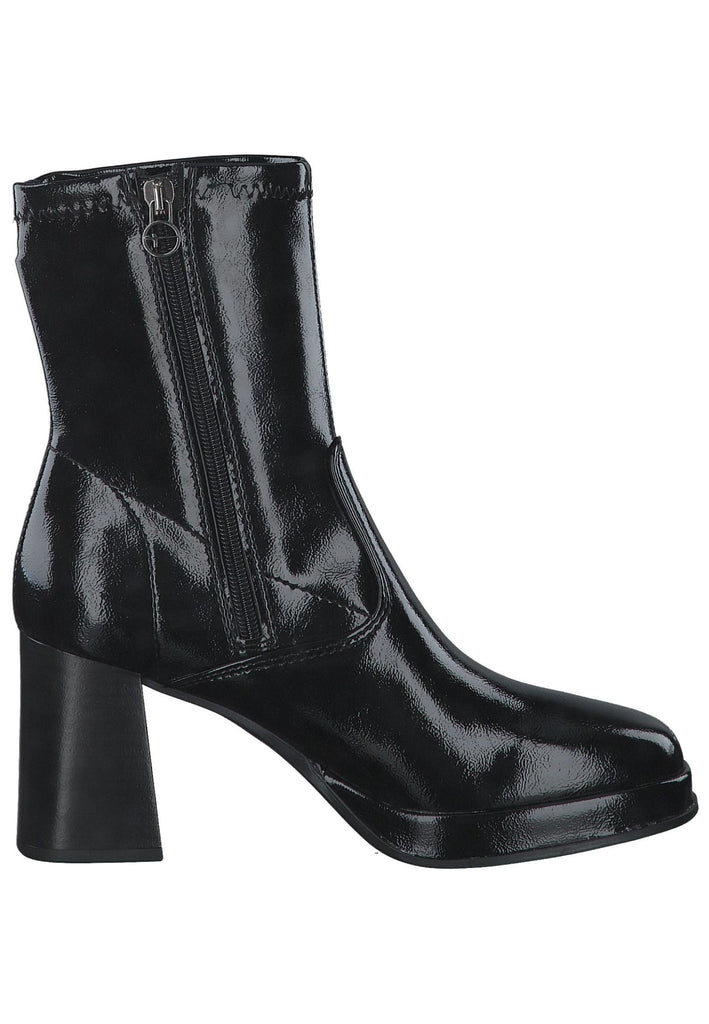 Tamaris Stiefelette Lederimitat Schwarz Lack