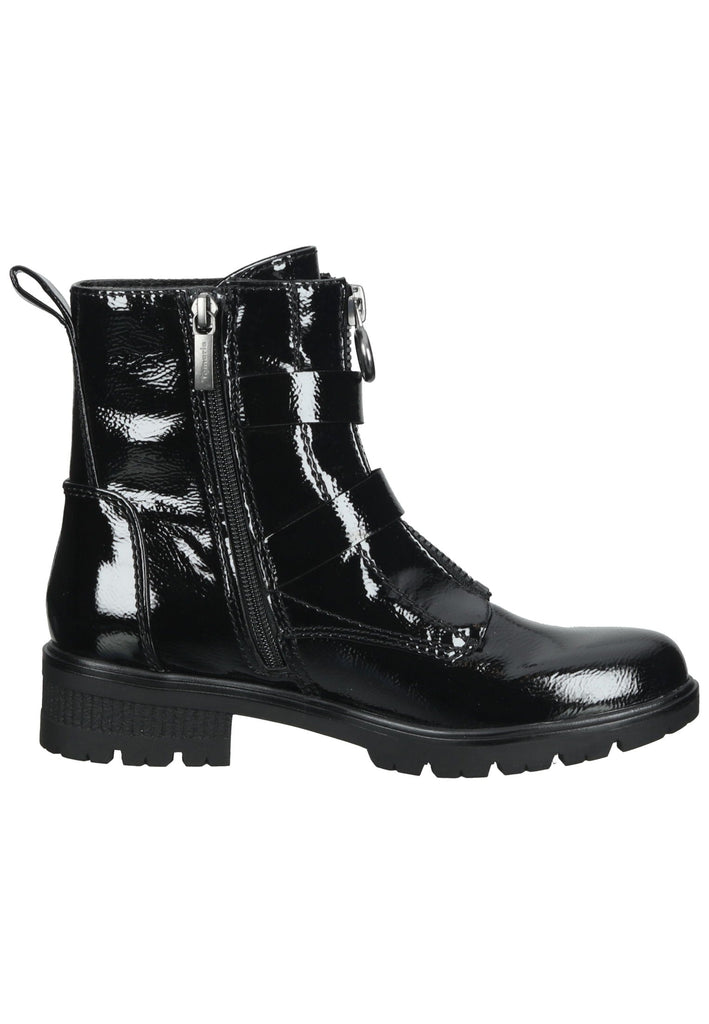 Tamaris Stiefelette Lederimitat Schwarz Lack