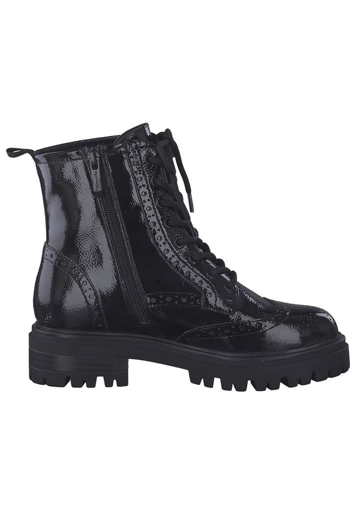 Tamaris Stiefelette Lederimitat Schwarz Lack