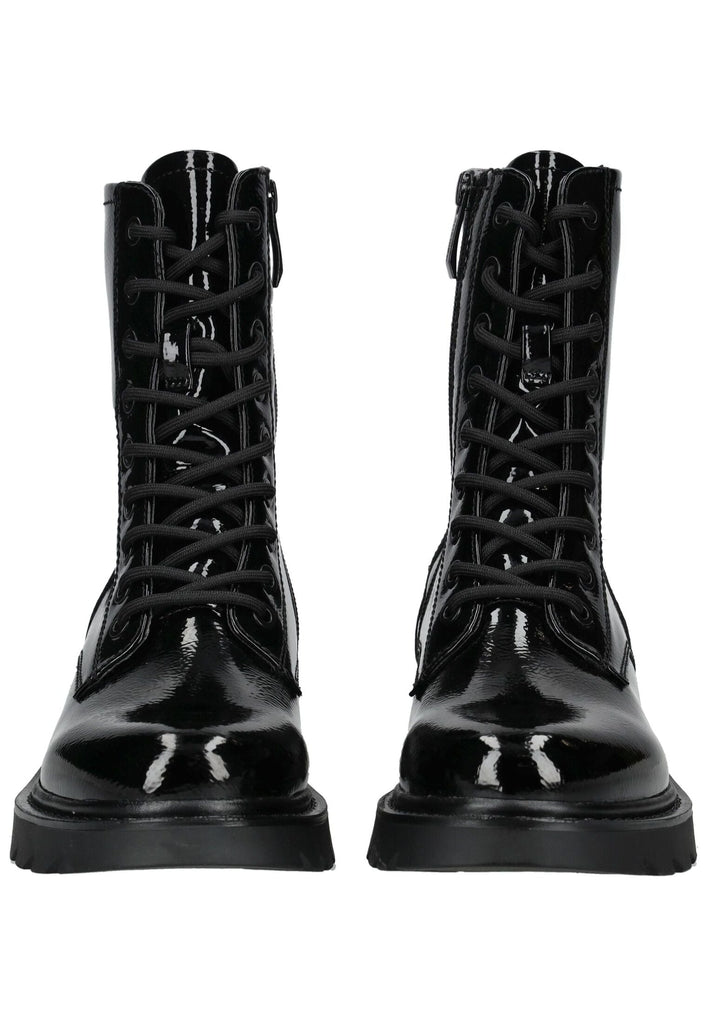 Tamaris Stiefelette Lederimitat Schwarz Lack Warmfutter
