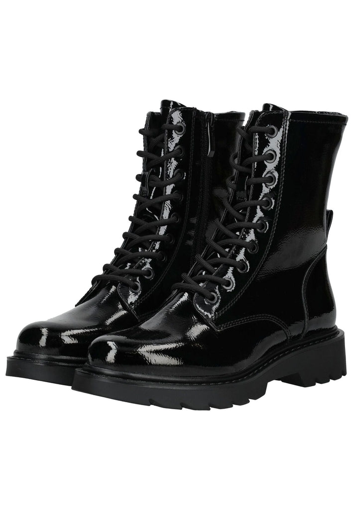 Tamaris Stiefelette Lederimitat Schwarz Lack Warmfutter