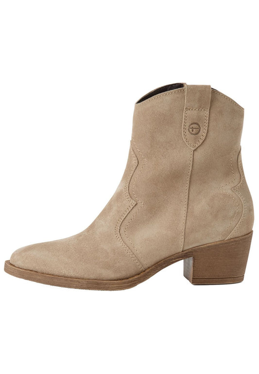 Tamaris Stiefelette Veloursleder Beige