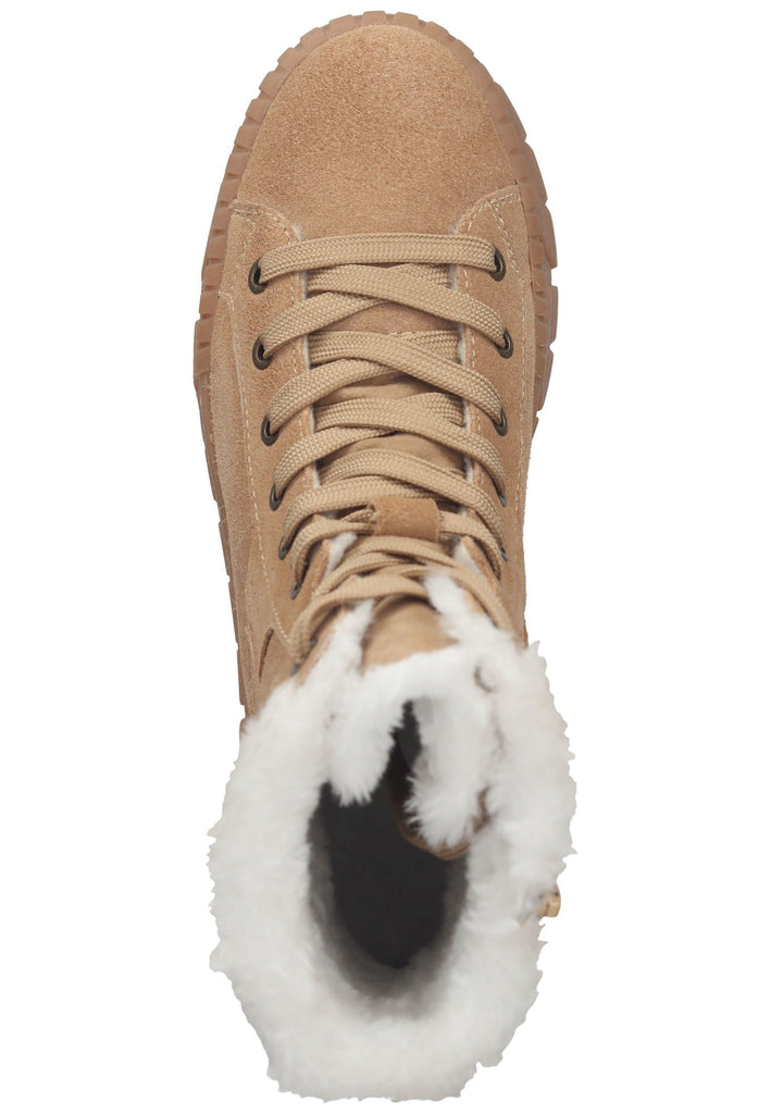 Tamaris Stiefelette Veloursleder Camel Warmfutter