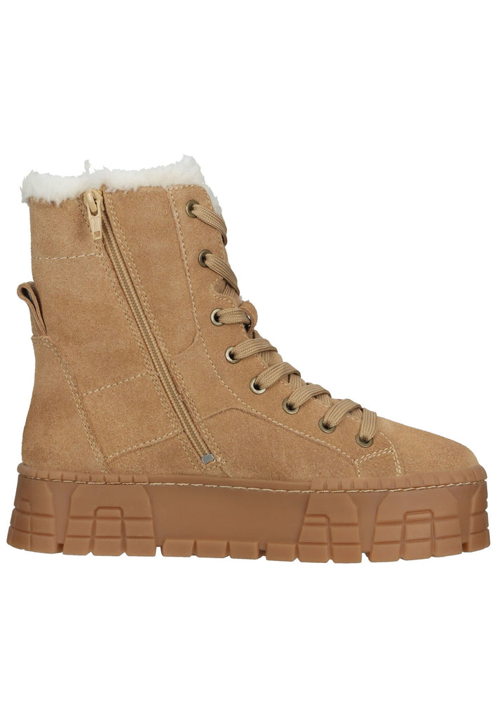 Tamaris Stiefelette Veloursleder Camel Warmfutter