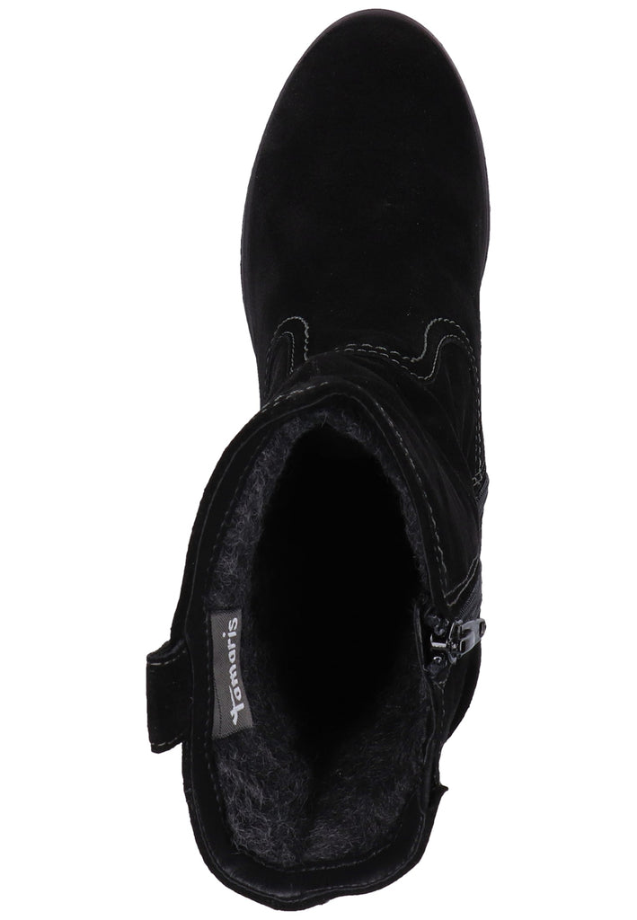 Tamaris Stiefelette Veloursleder Schwarz Warmfutter