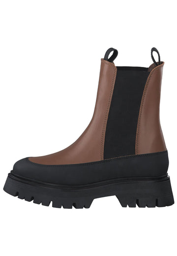 Stiefeletten Tamaris Stiefelette Leder/Textil Braun/Schwarz