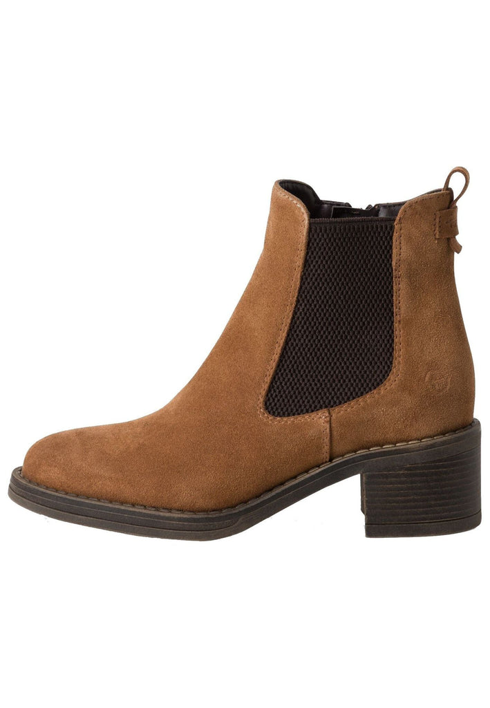 Stiefeletten Tamaris Stiefelette Leder/Textil Cognac