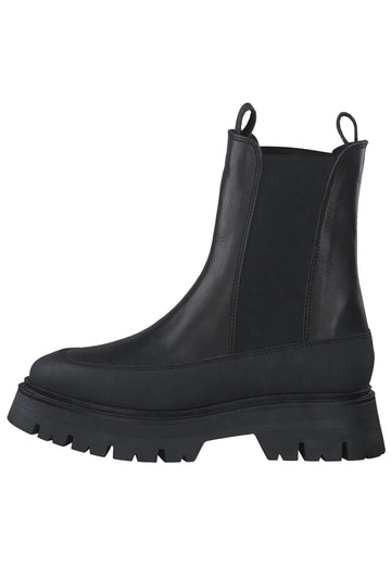 Stiefeletten Tamaris Stiefelette Leder/Textil Schwarz/Schwarz