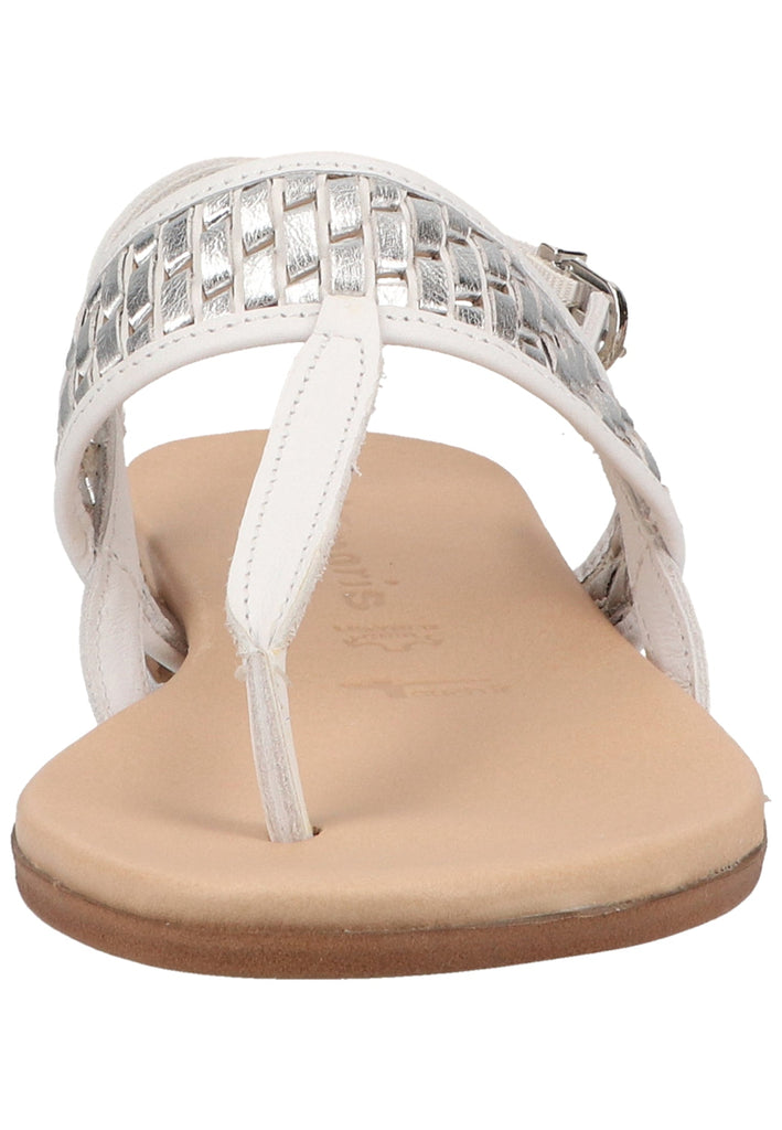 Tamaris Zehensteg Leder Weiß/Silber