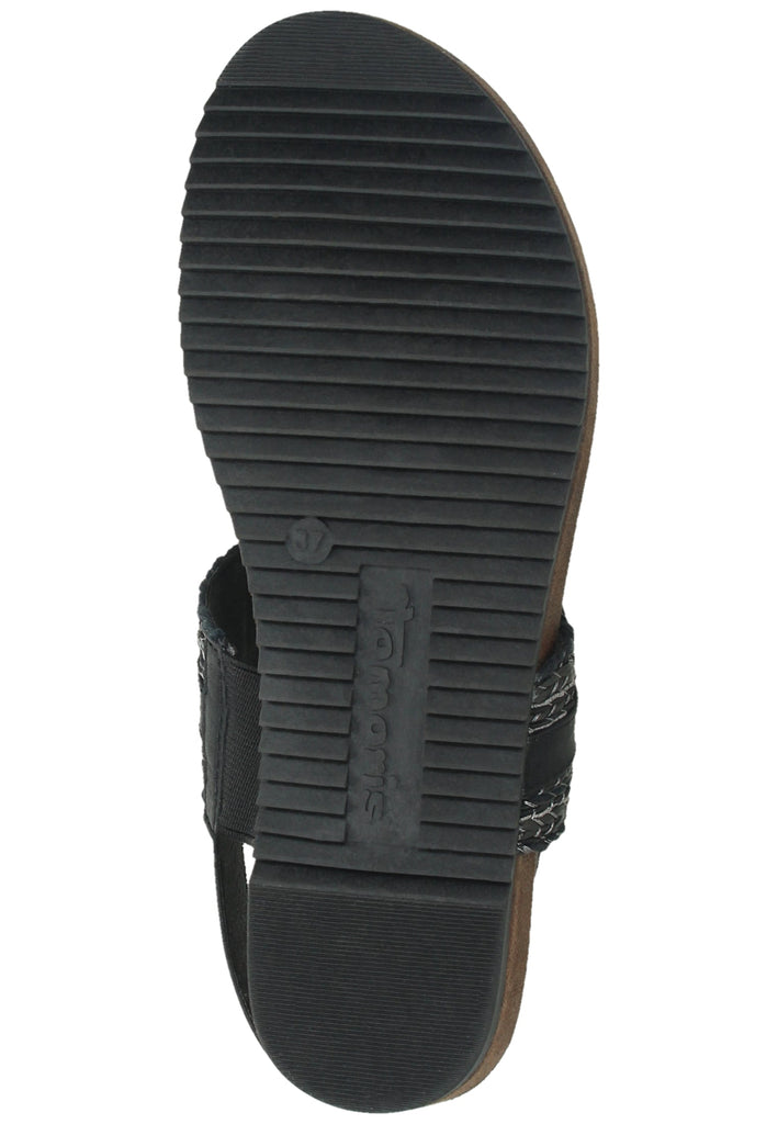 Tamaris Zehensteg Lederimitat/Textil Schwarz Kombi